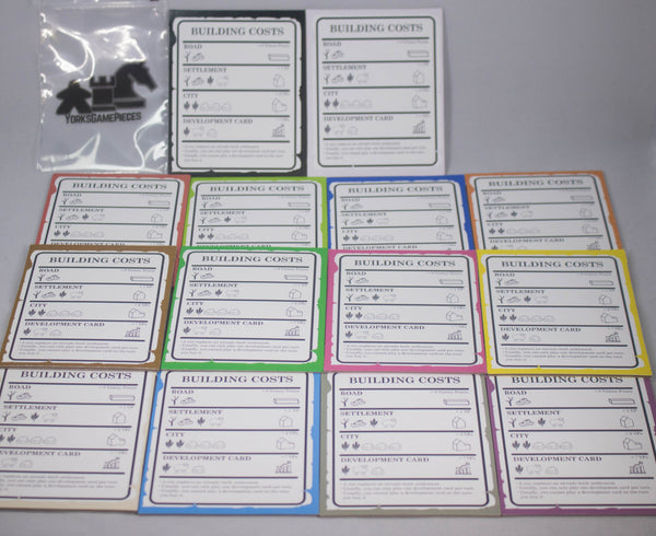 Settlers of Catan Building Cost Cards
